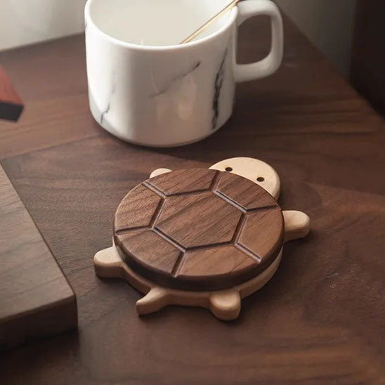 Dessous de Verre Tortue en Bois
