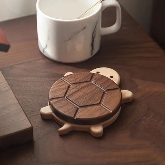Dessous de Verre Tortue en Bois