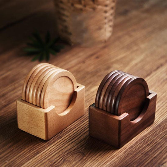 Dessous de Verre en Bois de noyer set
