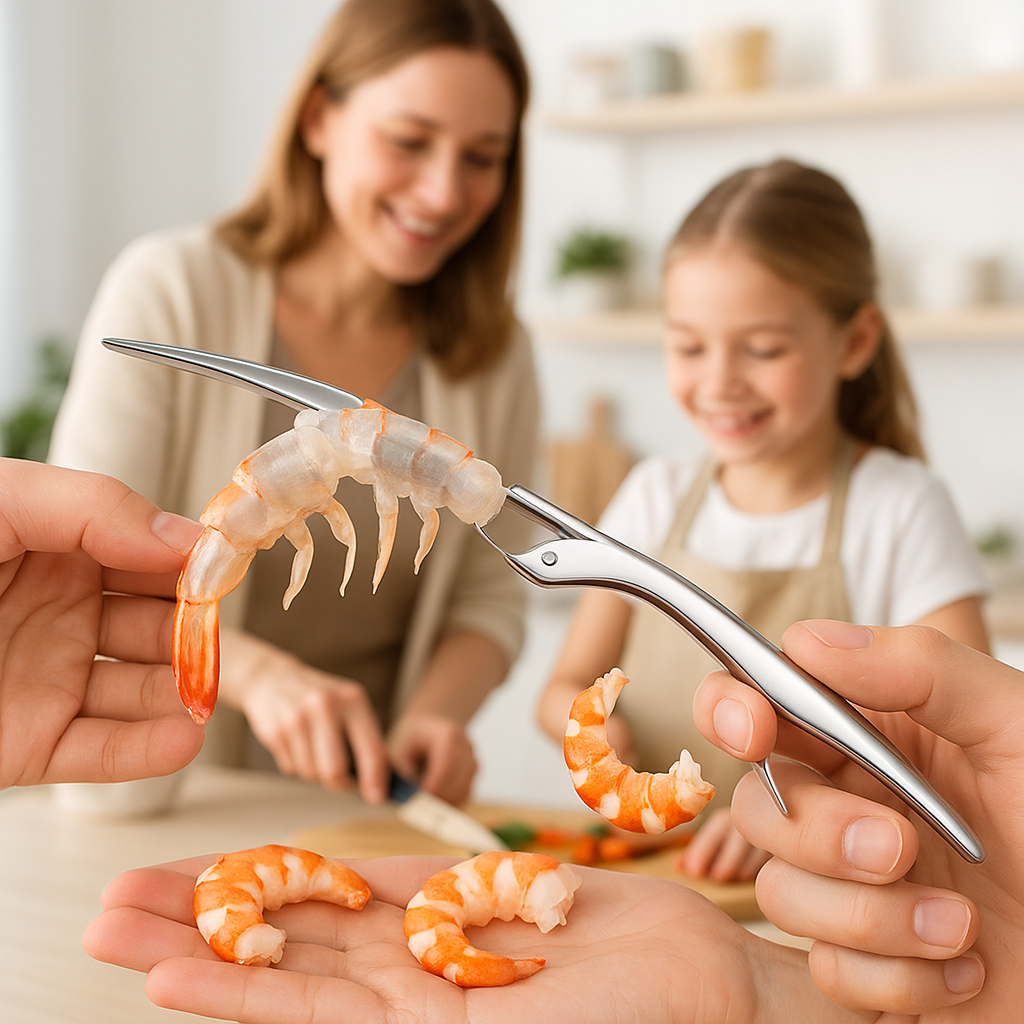 Éplucheur de crevettes en acier inoxydable