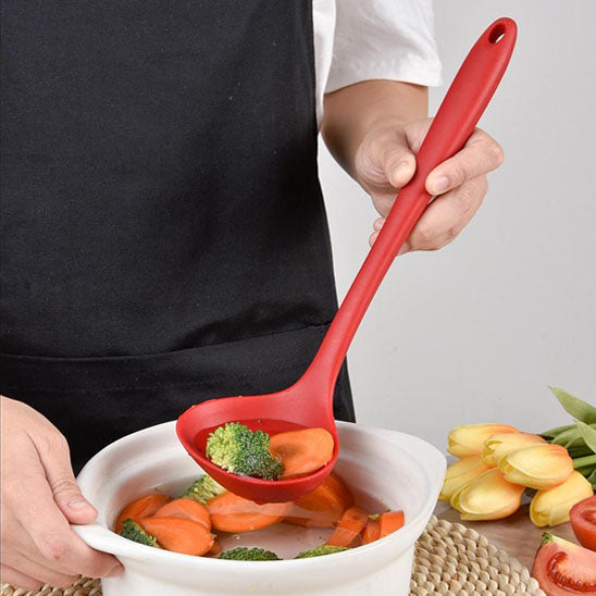 Cuillère à soupe en silicone long manche