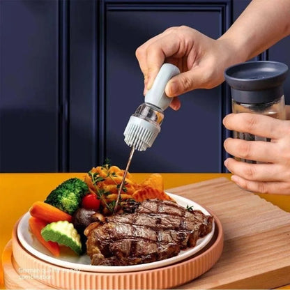 La Bouteille d'huile de cuisine et de brosse en silicone portable acile